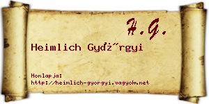 Heimlich Györgyi névjegykártya